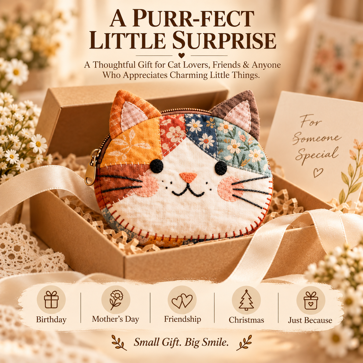 手工拼布猫咪零钱包