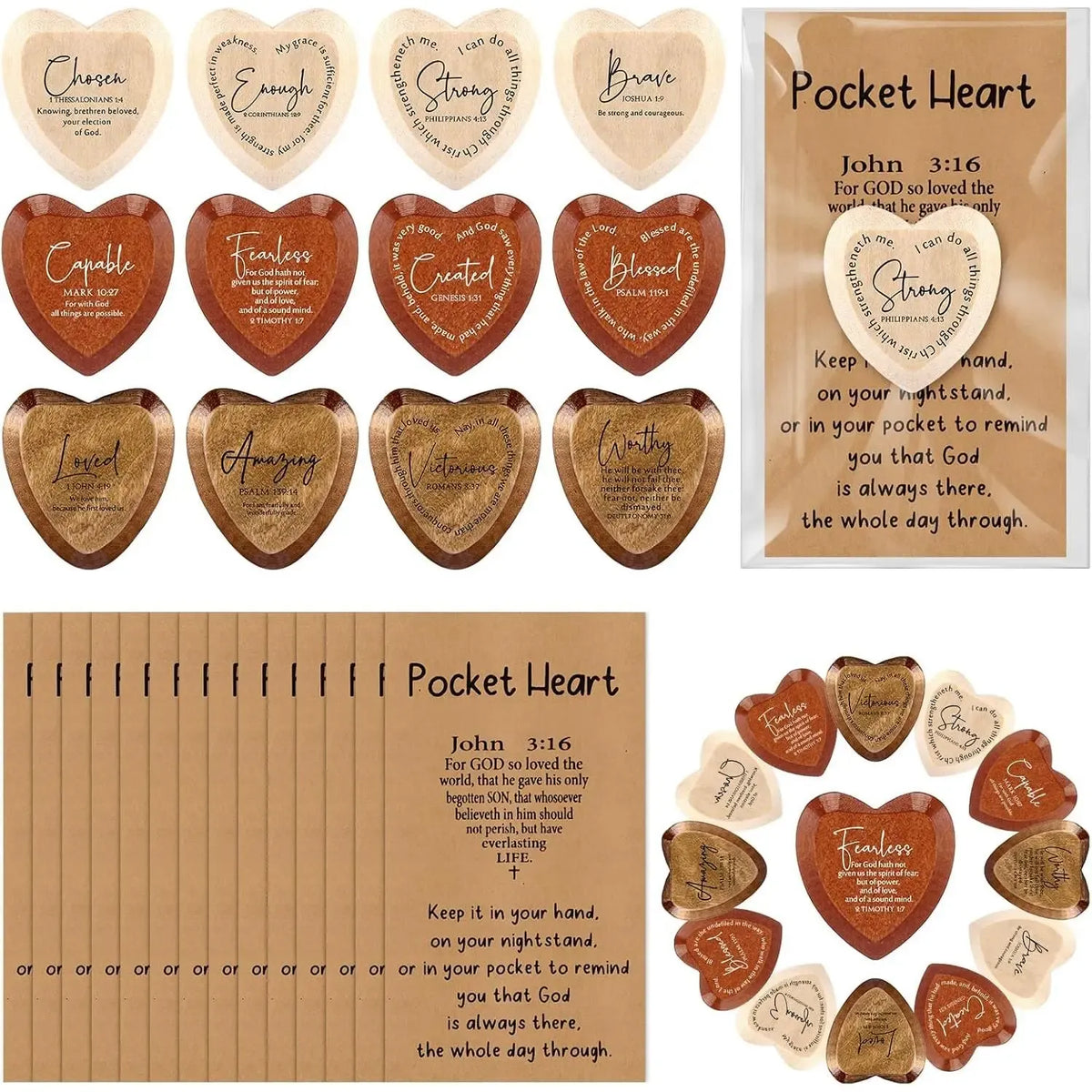 ⏳🔥Last Day 50% OFF ✝️ - 🎁 Christian Pocket Heart Gift Set(Set of 12)