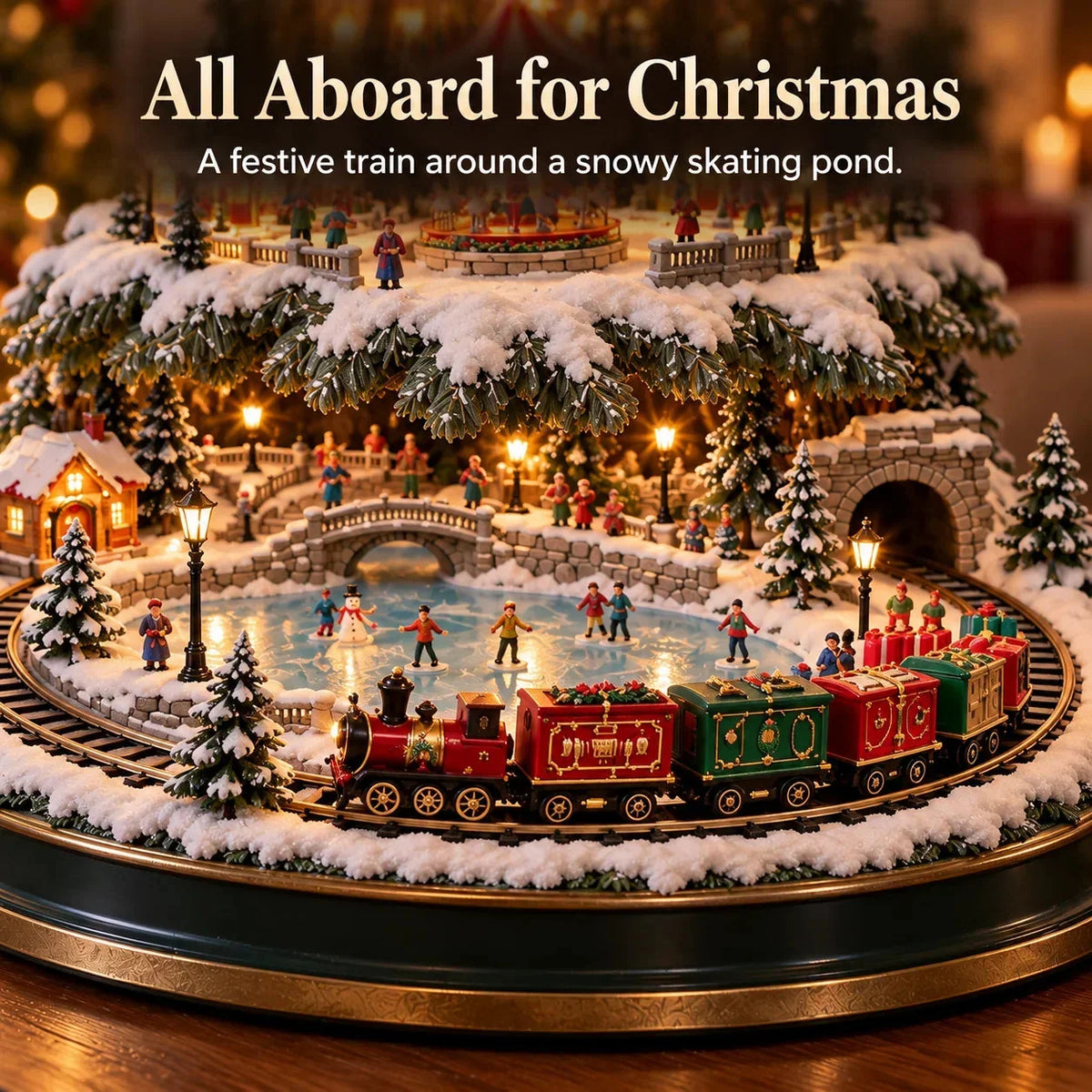 🔥 LAST DAY 33% OFF 🔥 🎄 Lighted Christmas Village Tree – Train, Carousel & Magical Holiday Glow ✨