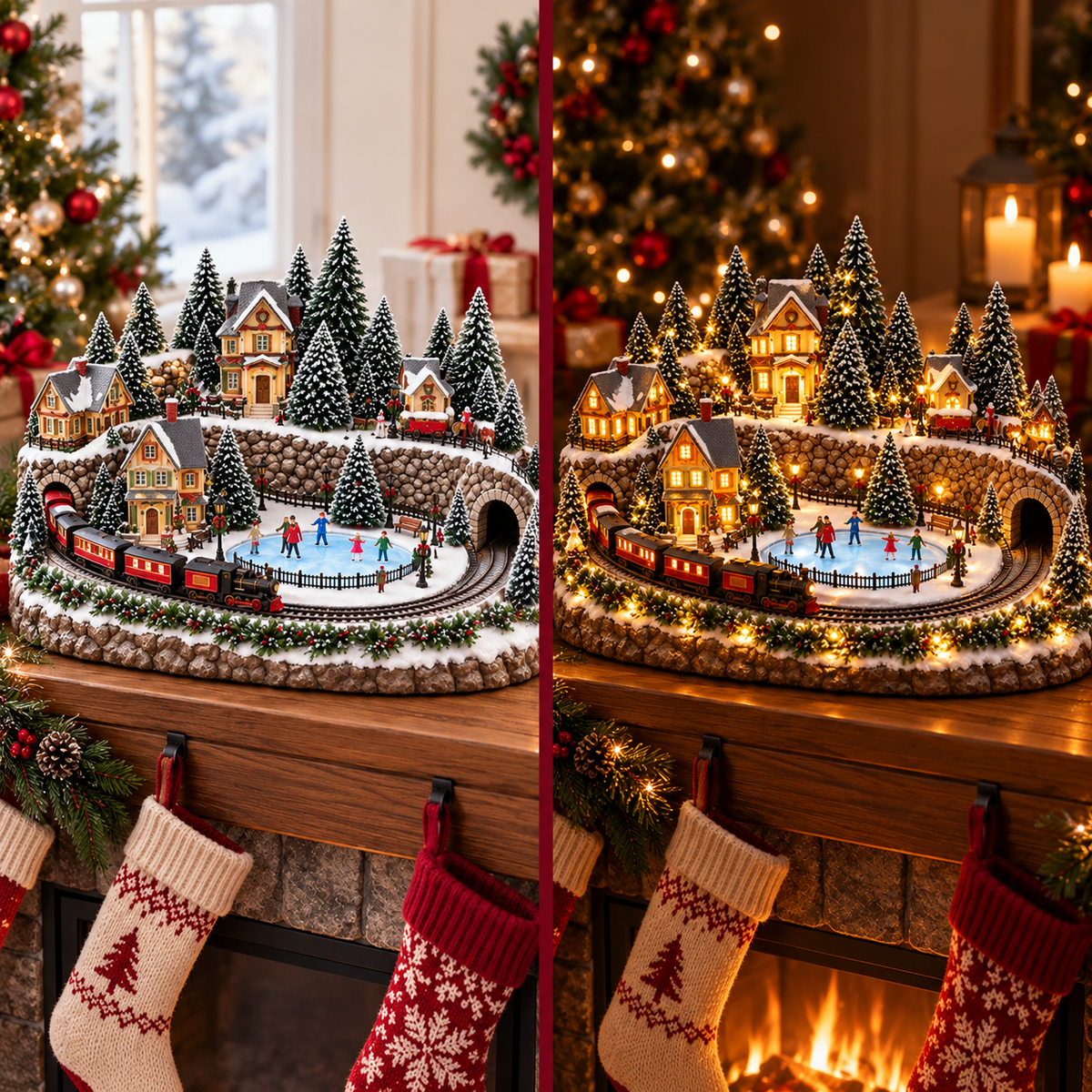 🎁Animated Holiday Train & Ice Rink Scene ✨🎁