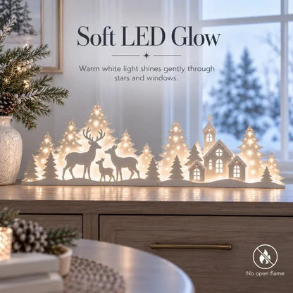 🦌 LED Christmas village with deer for the windowsill