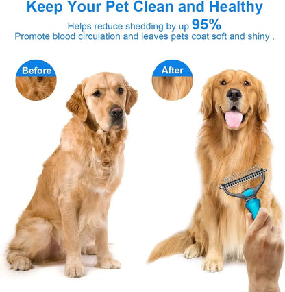 🐾 二合一宠物梳毛刷 – 去除浮毛、梳通毛结，轻松控制脱落的毛发