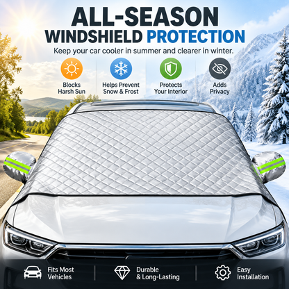 🚗 磁吸挡风玻璃罩 – 全季节防晒、防雪、防霜保护罩，适用于轿车、SUV 和卡车