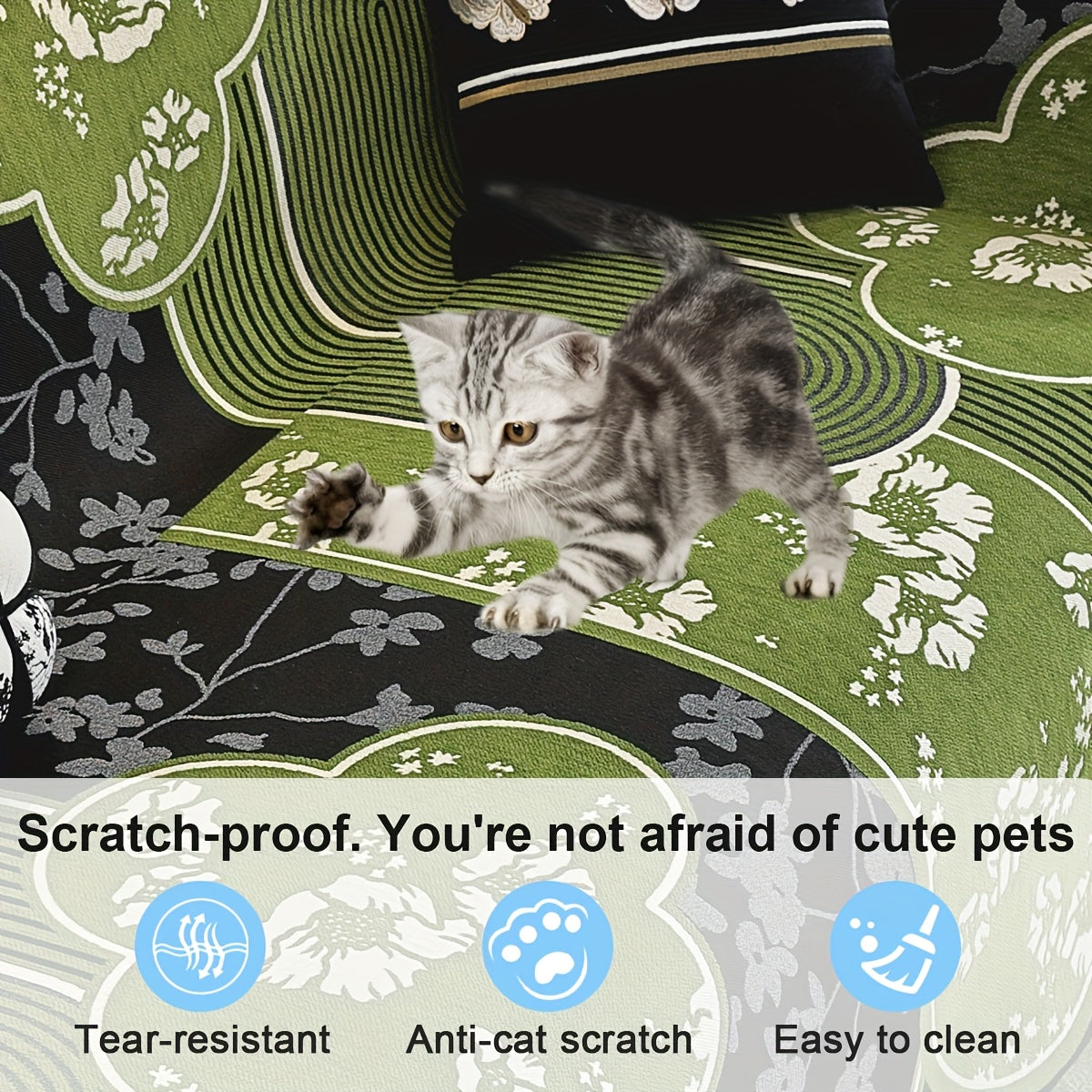 Cat enjoying a protected sofa