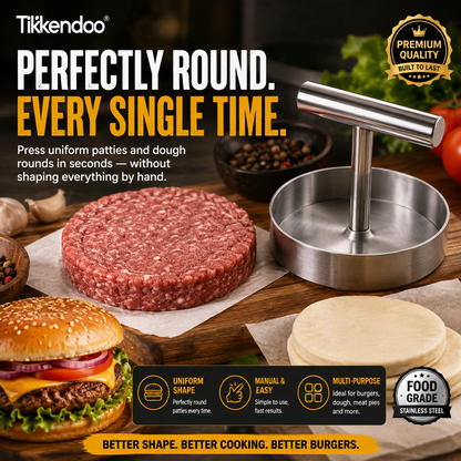 🍔 烧烤必备 | 手动汉堡肉饼压模器 – 制作均匀圆形肉饼，适用于烧烤、备餐和家常烹饪