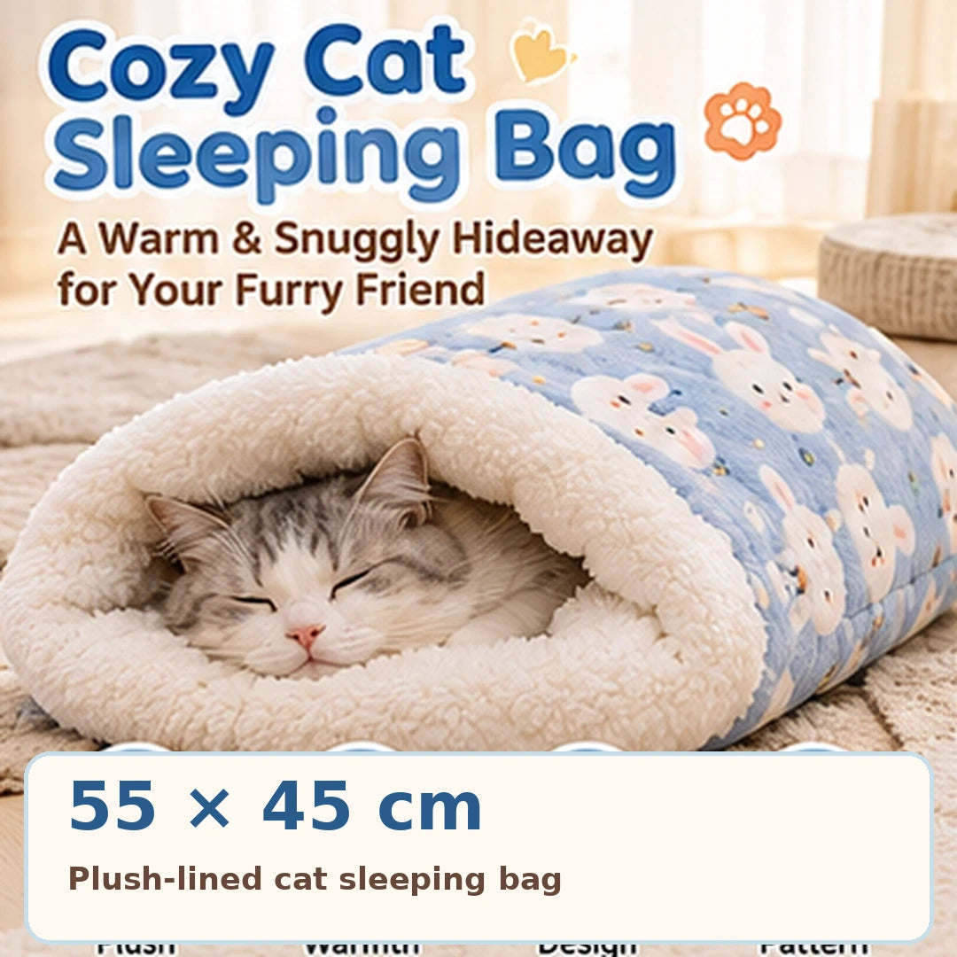 🐱☁️ Cozy Cat Sleeping Bag – Ultra-Soft Plush Snuggle Bed for Cats 💤