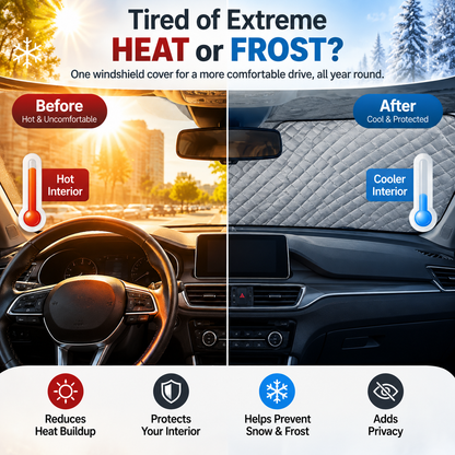 🚗 磁吸挡风玻璃罩 – 全季节防晒、防雪、防霜保护罩，适用于轿车、SUV 和卡车