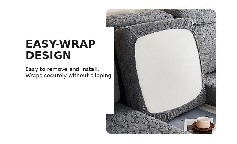 Luxury Floral Stretch Sofa Cover – Soft Jacquard, Full-Fit & Elegant