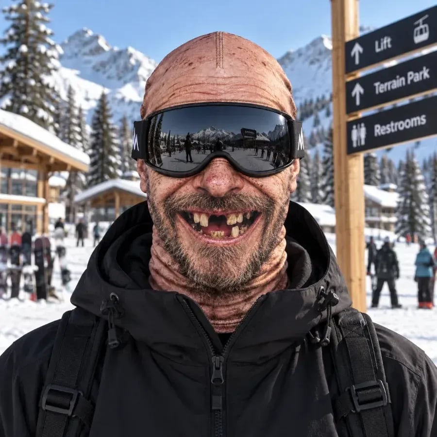 🎿 逼真面部巴拉克拉法帽 – 适合寒冷天气探险的趣味滑雪面罩