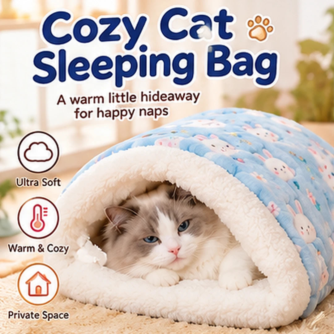 🐱☁️ Cozy Cat Sleeping Bag – Ultra-Soft Plush Snuggle Bed for Cats 💤