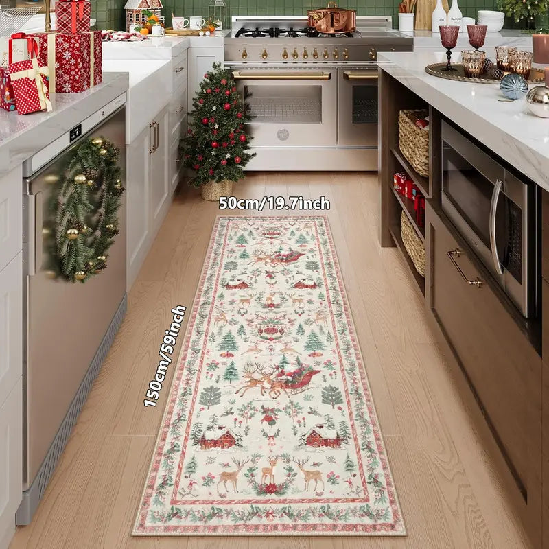 🎄 Cozy Christmas Runner Rug – Washable Non-Slip Holiday Floor Decor