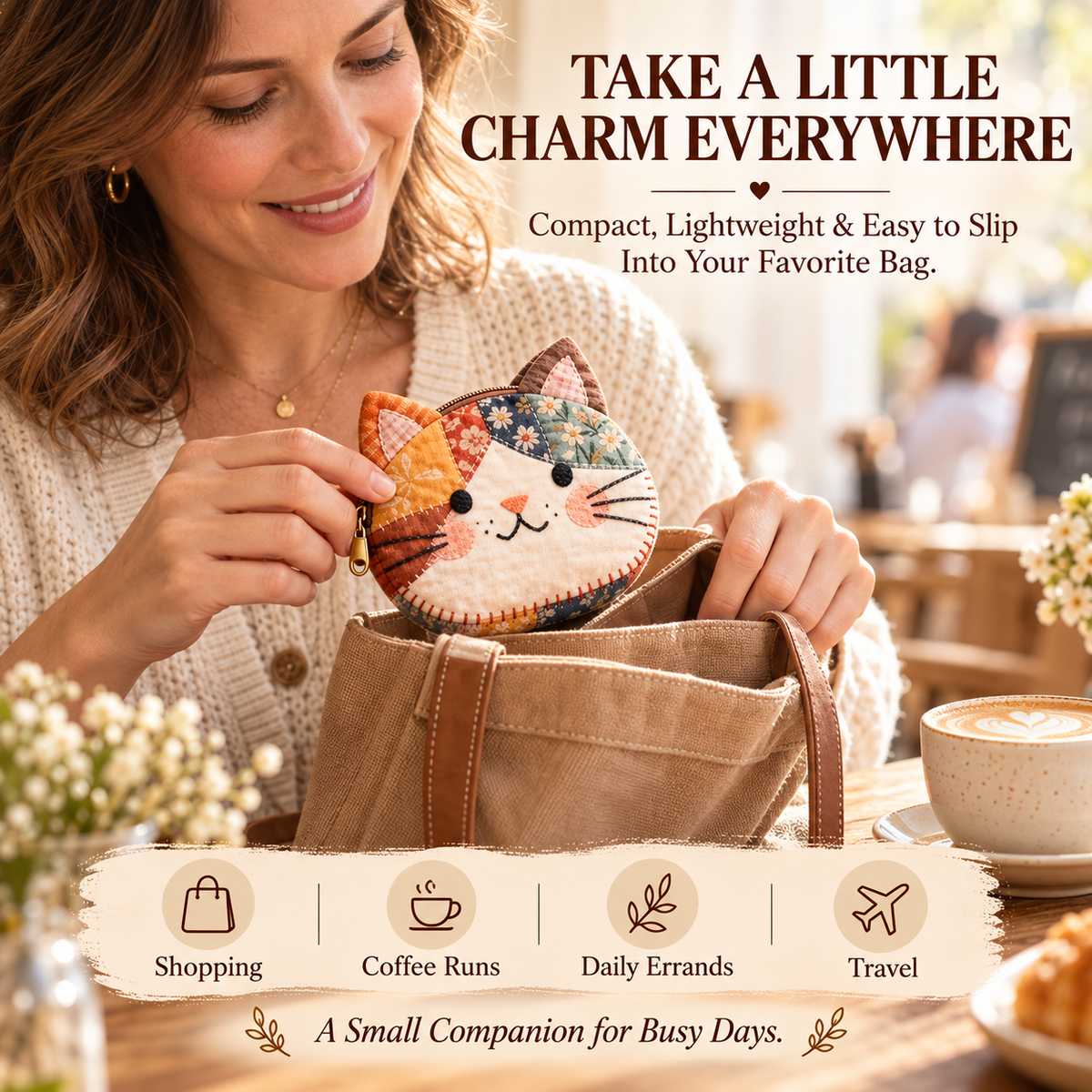 手工拼布猫咪零钱包