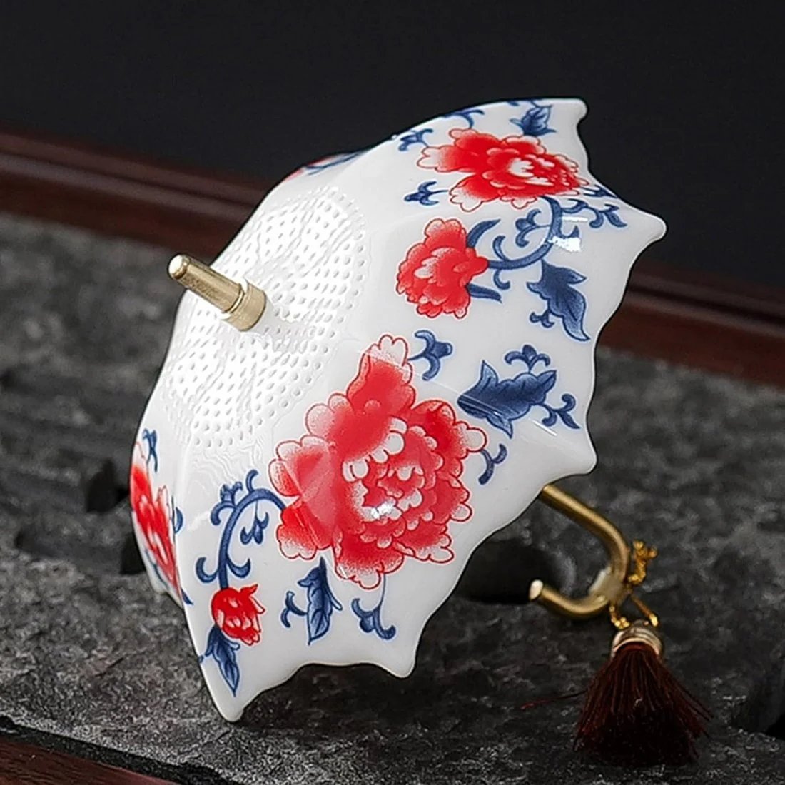☂️ 蓝白雨伞造型茶滤 | 陶瓷茶滤套装