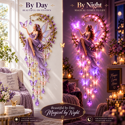 🦋 魔法蝴蝶月亮™🌙——梦幻仙子流星雨壁灯，晶莹光芒倾泻而下