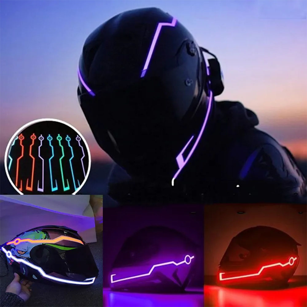 Motorcycle Helmets - 0.5mm Bicycle Helmet Strip LED Helmet Light Flexible Safety Sticker Rechargeable LED Helmet Strip for Riding, Night Visibility, Motorcycling, Cycling