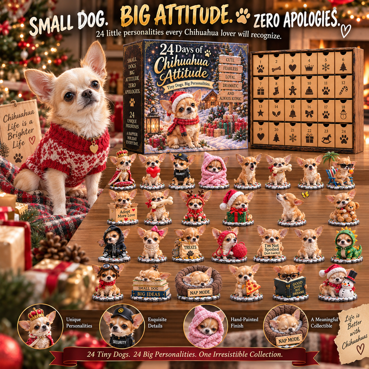 🐾 小狗，大个性？！❤️ 2026  chihuahua 圣诞系列——24 天的迷你个性与满腔爱意！🎄