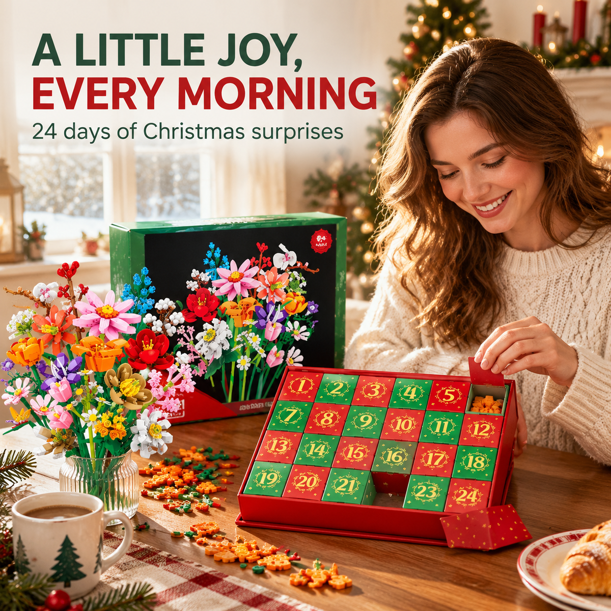 🌸 24-Day Flower Bouquet Advent Calendar – DIY Christmas Countdown Gift 🎄
