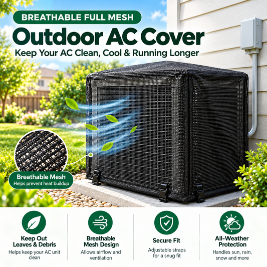 ❄️ Heavy-Duty Mesh AC Cover – All-Season Outdoor Protection