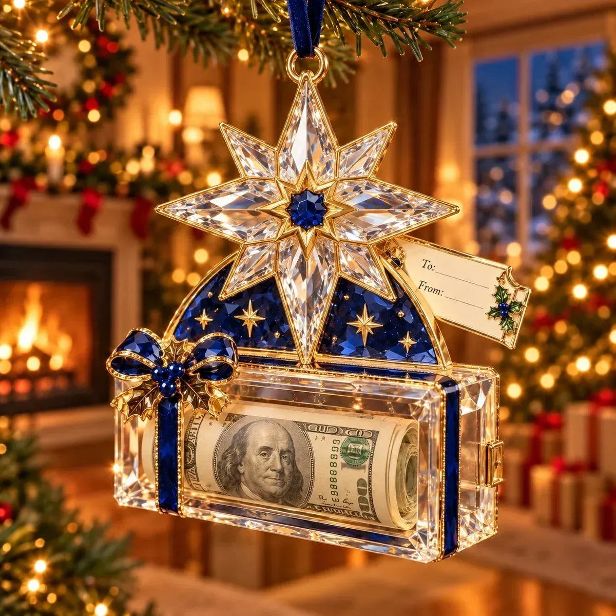 🎄 Christmas Cash Gift Ornament | 20 Crystal-Style Designs with Money Holder & Gift Tag 🎁