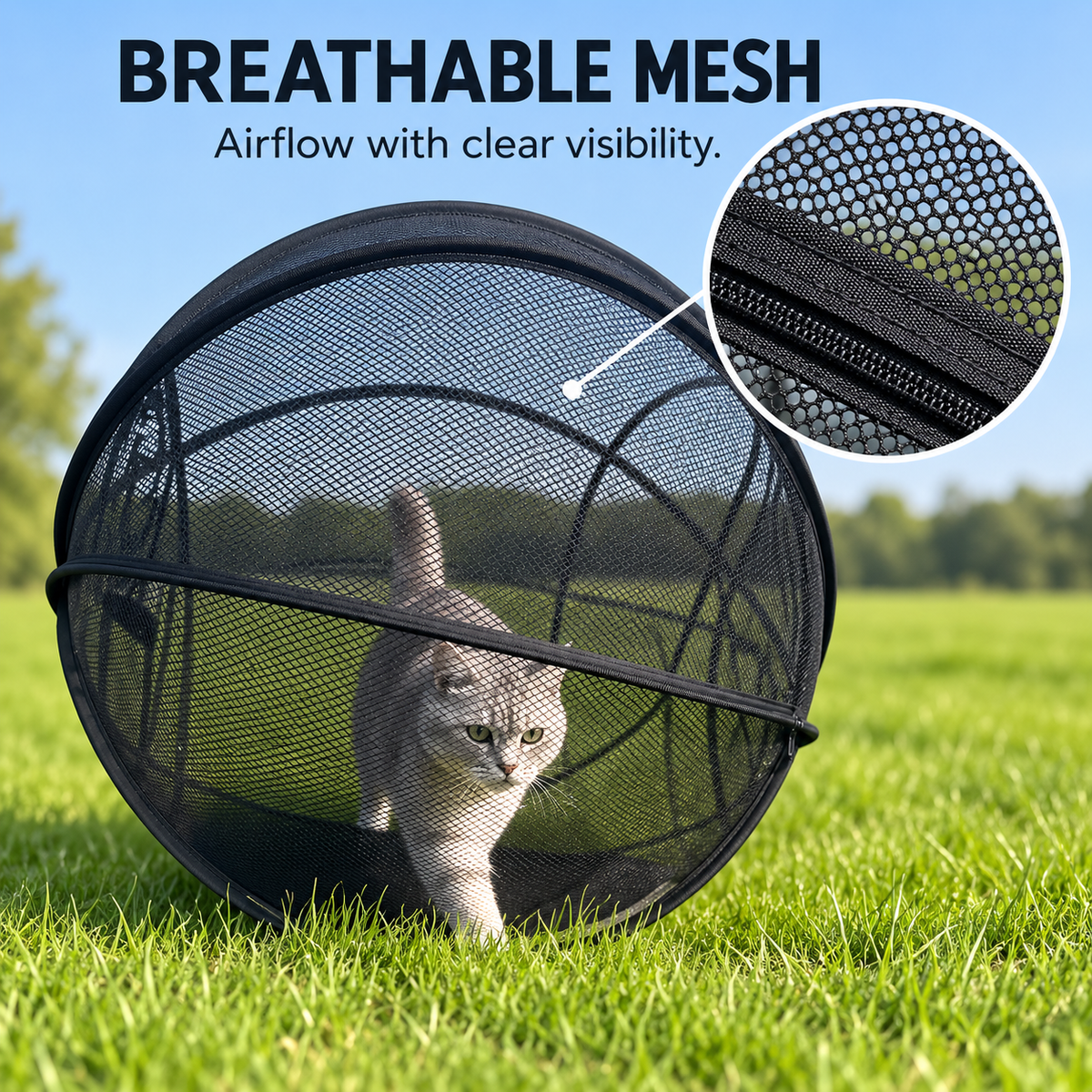 🐱🌿 FreshAir Cat Haven™ – 便携式网状游戏围栏