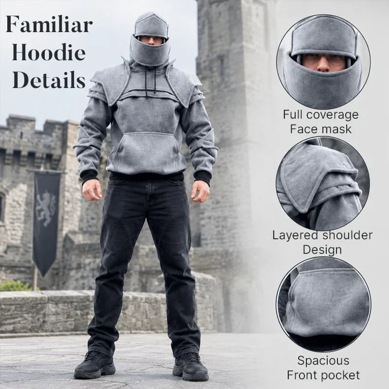 ⚔️Knight Cosplay Hoodie – Medieval Fantasy Streetwear Pullover!
