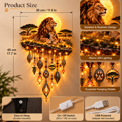🔥 Limited-Time 49% OFF – Today 59% OFF🔥Majestic Savannah Family Glow™ – Lion & Cub Illuminated Wall Decor