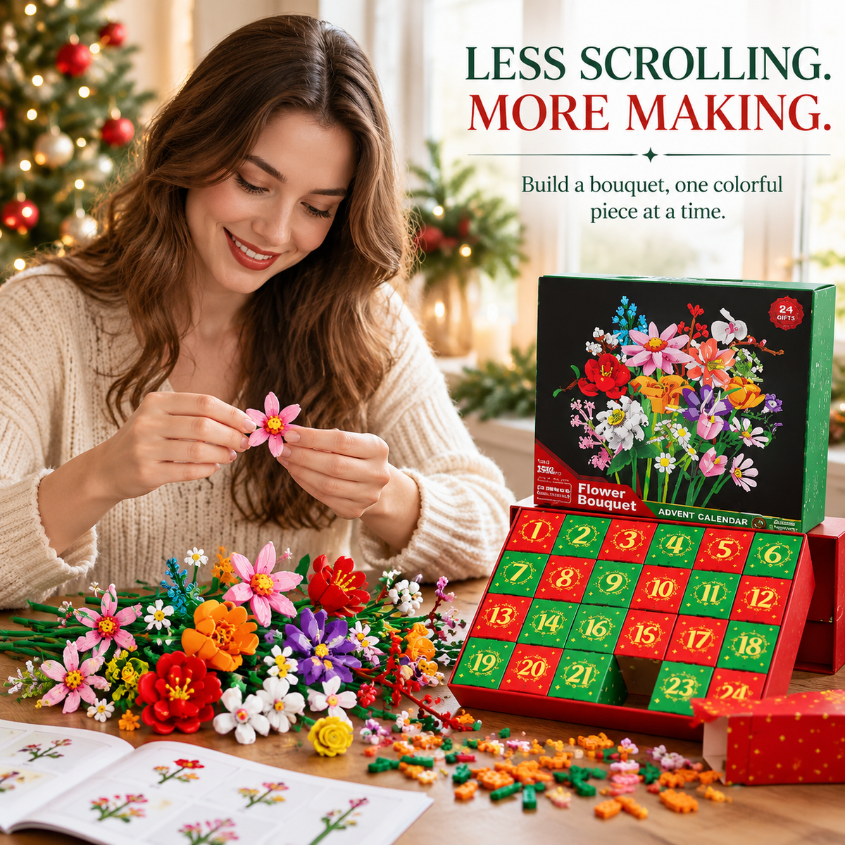 🌸 24-Day Flower Bouquet Advent Calendar – DIY Christmas Countdown Gift 🎄