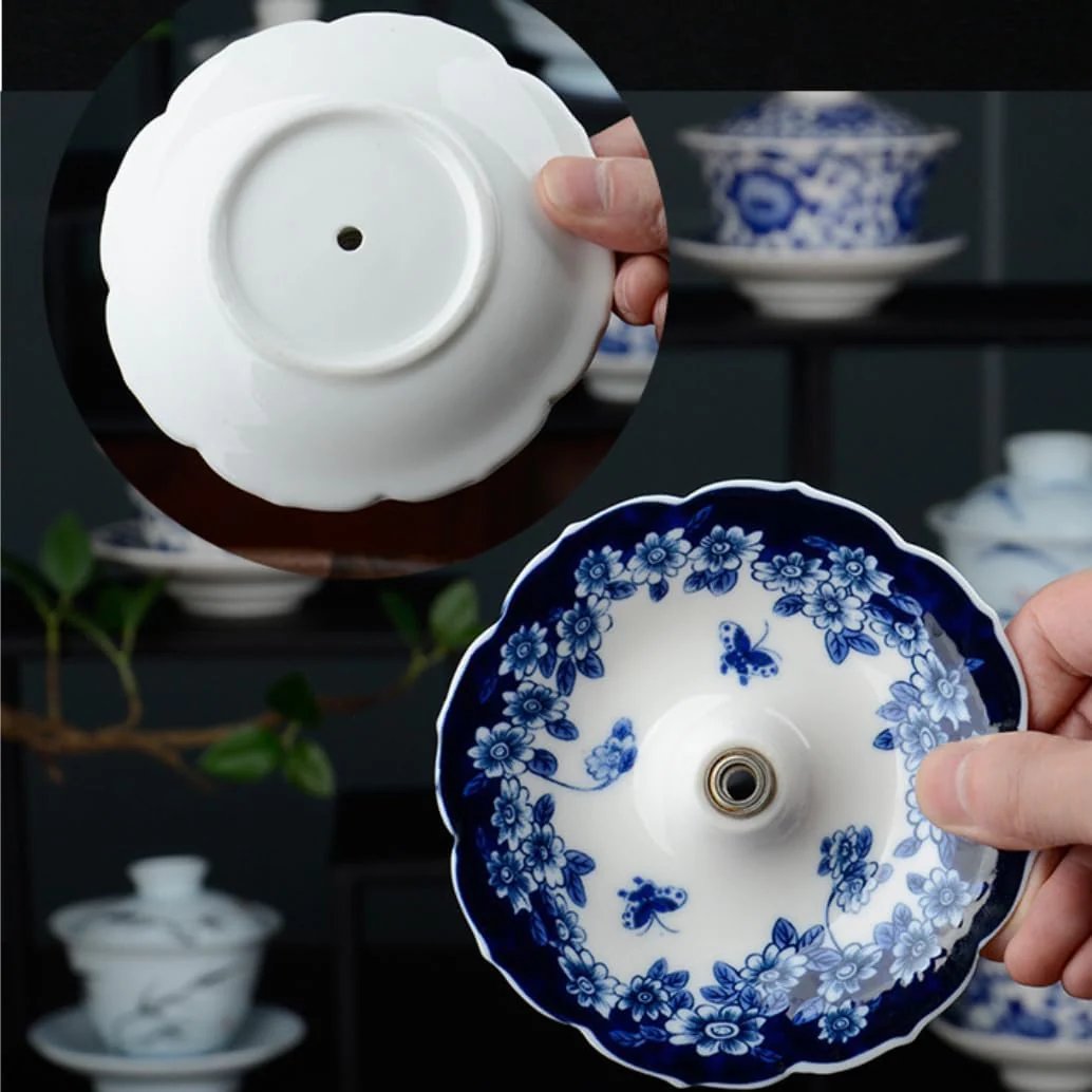 ☂️ 蓝白雨伞造型茶滤 | 陶瓷茶滤套装