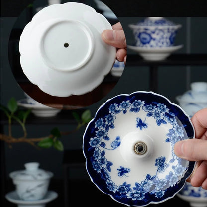 ☂️ 蓝白雨伞造型茶滤 | 陶瓷茶滤套装