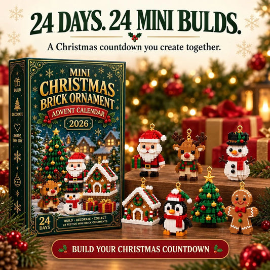 🎄 24-Day Mini Christmas Ornament Advent Calendar | 24 unique festive buildable designs with hanging loops—perfect for decorating Christmas trees, wreaths, and holiday displays 🧱（Product shipped without lanyard）
