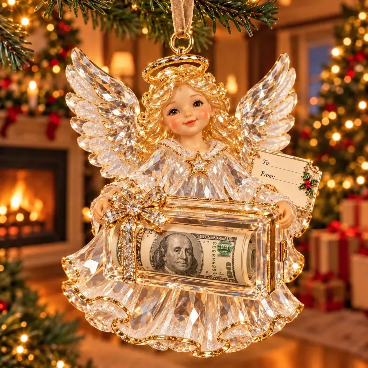 🎄 Christmas Cash Gift Ornament | 20 Crystal-Style Designs with Money Holder & Gift Tag 🎁