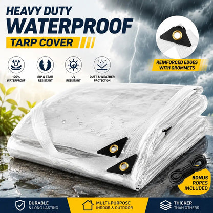 🌧️ 重型透明防水布帘 – 带加固扣眼的耐用户外罩布 💪