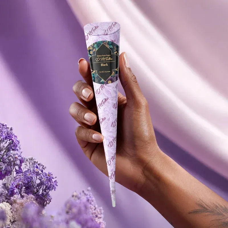 🌸 附模板的指甲花纹身套装 – 适合手部及创意图案的临时纹身膏笔 ✨
