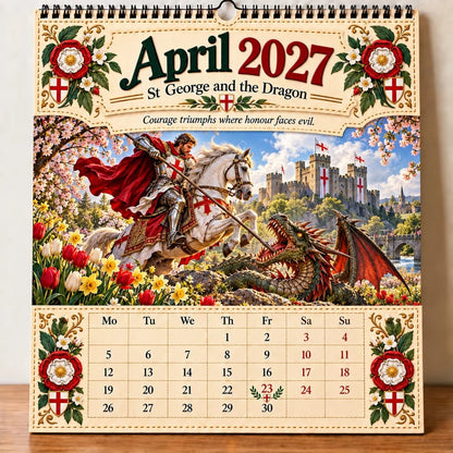 🛡️ 2027年圣乔治挂历——12幅展现信仰、勇气与英格兰传统的插画	scene