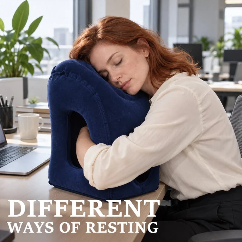 Inflatable Travel Comfort Pillow ✈️ – Lightweight Foldable Neck, Face & Arm Support