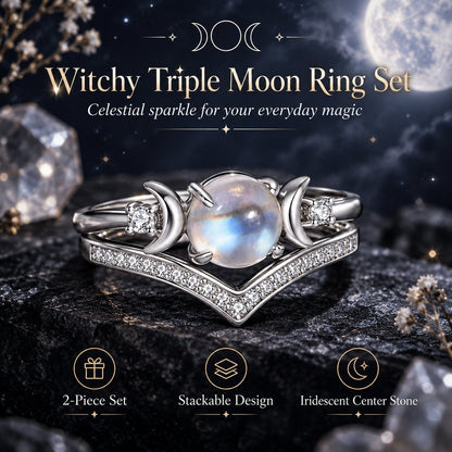 🔮 魔法三重月神戒指🌙