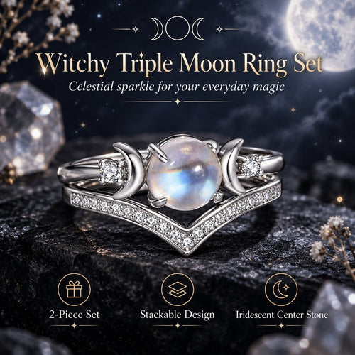 🔮 魔法三重月神戒指🌙
