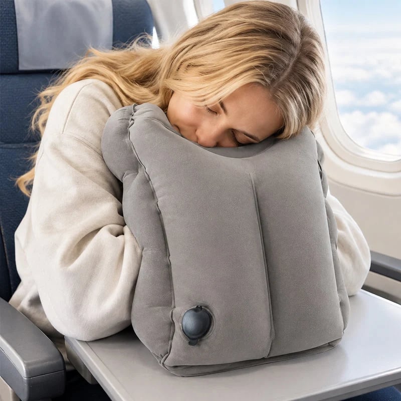 Inflatable Travel Comfort Pillow ✈️ – Lightweight Foldable Neck, Face & Arm Support