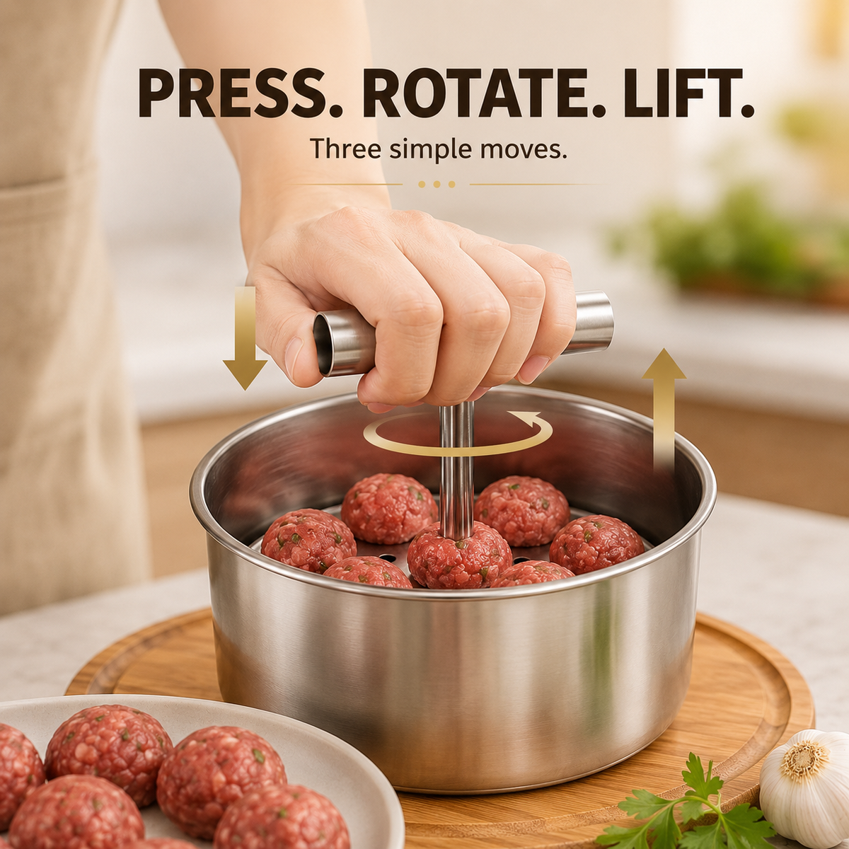 🍲 不锈钢手动肉丸制作器 – 6孔/12孔多份压制模具 ✨