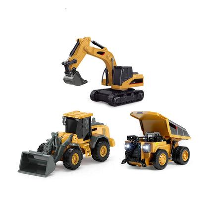 遥控工程车玩具套装（含挖掘机、自卸卡车、叉车及推土机）