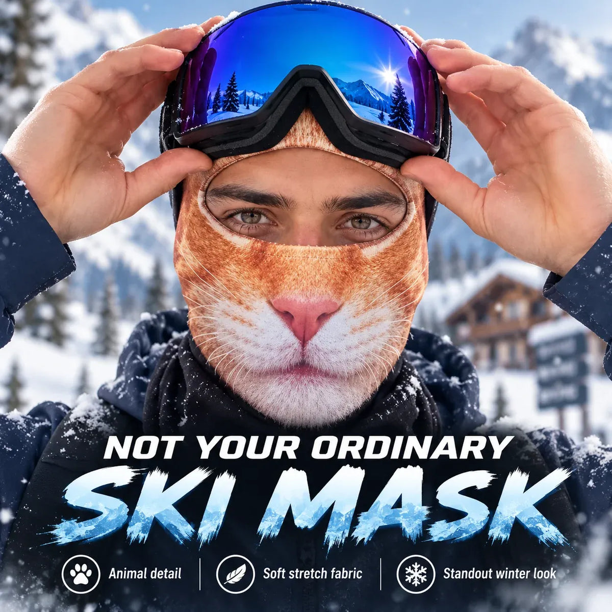 ⏳ 49% OFF – 🦊 搞笑动物脸滑雪面罩 | 每个人都会问起的最搞笑冬季护面面罩