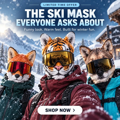 ⏳ 49% OFF – 🦊 搞笑动物脸滑雪面罩 | 每个人都会问起的最搞笑冬季护面面罩