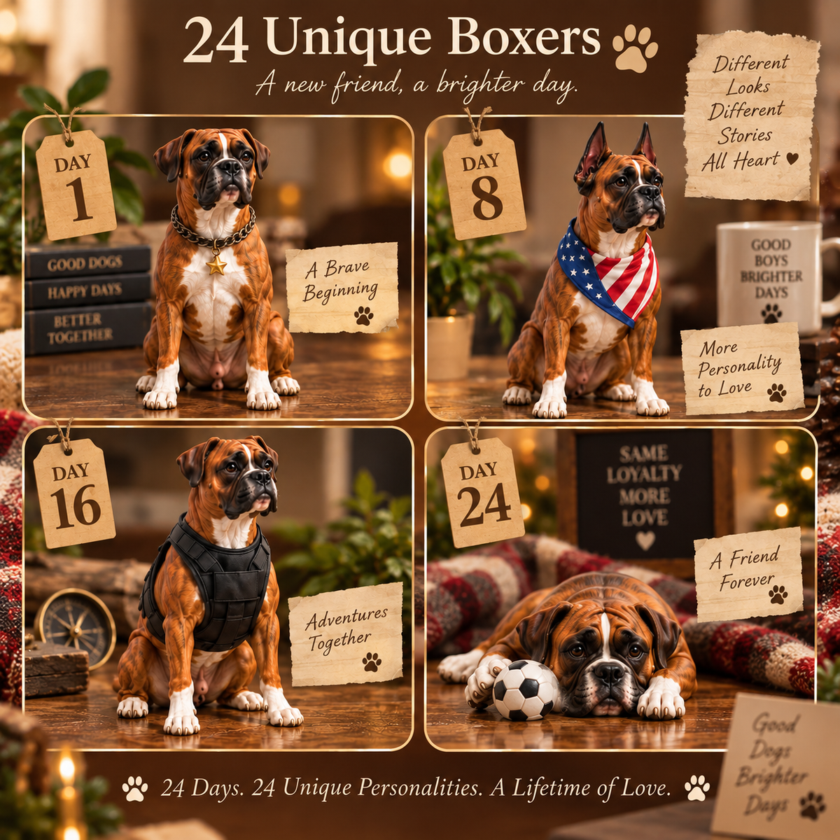 🎁 24天拳师犬陪伴礼盒 —— 24款专为爱犬人士打造的拳师犬系列珍藏手办 ❤️