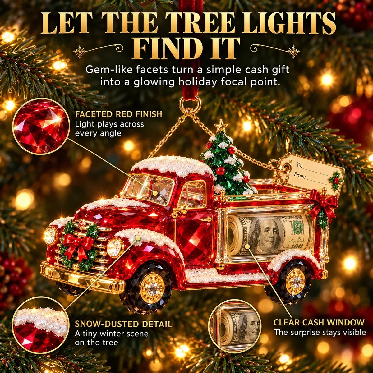 🎄 Christmas Cash Gift Ornament | 20 Crystal-Style Designs with Money Holder & Gift Tag 🎁