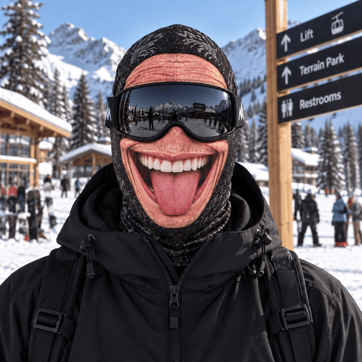 🎿 逼真面部巴拉克拉法帽 – 适合寒冷天气探险的趣味滑雪面罩