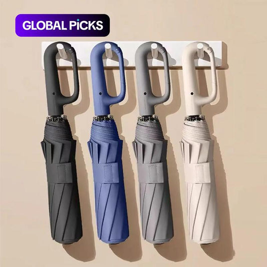 ☔ Automatic Folding Travel Umbrella – Windproof, Waterproof & C-Shaped Hook Handle