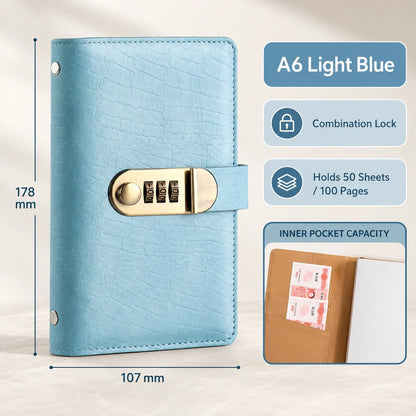 🔥 Last Day 49% OFF– Lockable A6 Savings Notebook with 3-Digit Combination Lock 💰 - Lake Blue