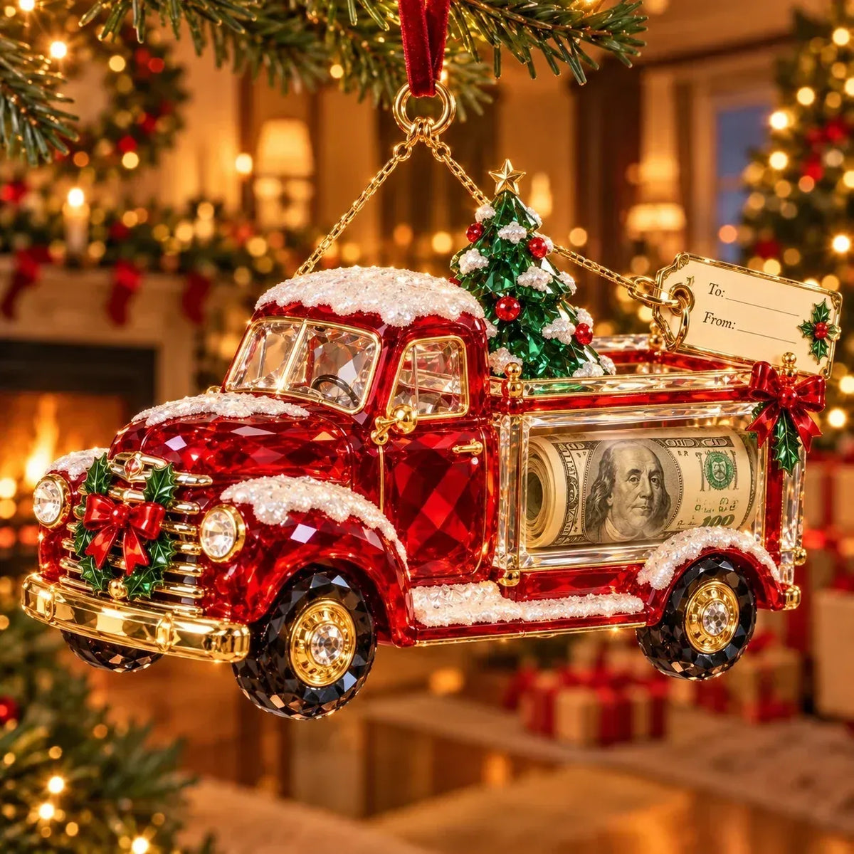 🎄 Christmas Cash Gift Ornament | 20 Crystal-Style Designs with Money Holder & Gift Tag 🎁