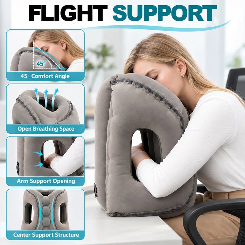 ✈️💤 便携式充气飞机造型睡眠枕 — 前倾与侧向支撑枕