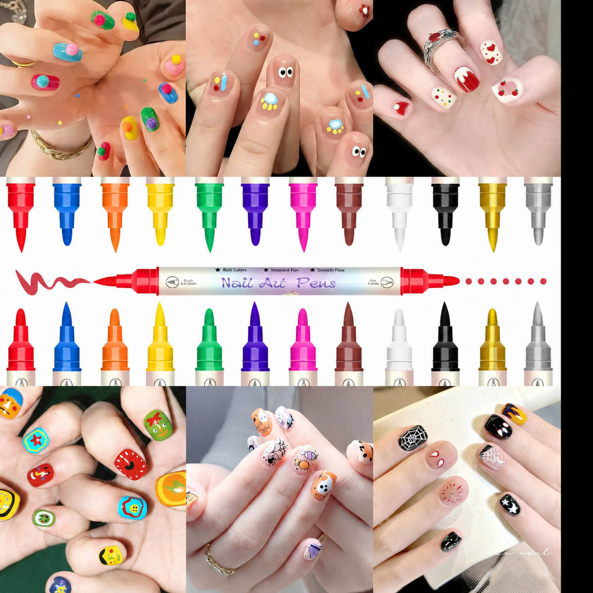 12/24 Colors Nail Art Pens – DIY 3D Markers for Drawing, Dotting & Manicure